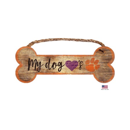 Fan Creations Clemson Tigers Distressed Dog Bone Wooden Sign FC-C0839-CL